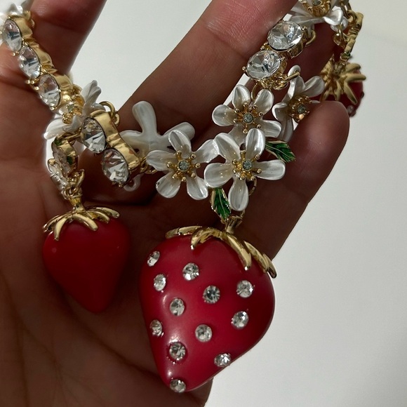 Betsey Johnson Strawberry and Flower Statement Necklace - Picture 5 of 5
